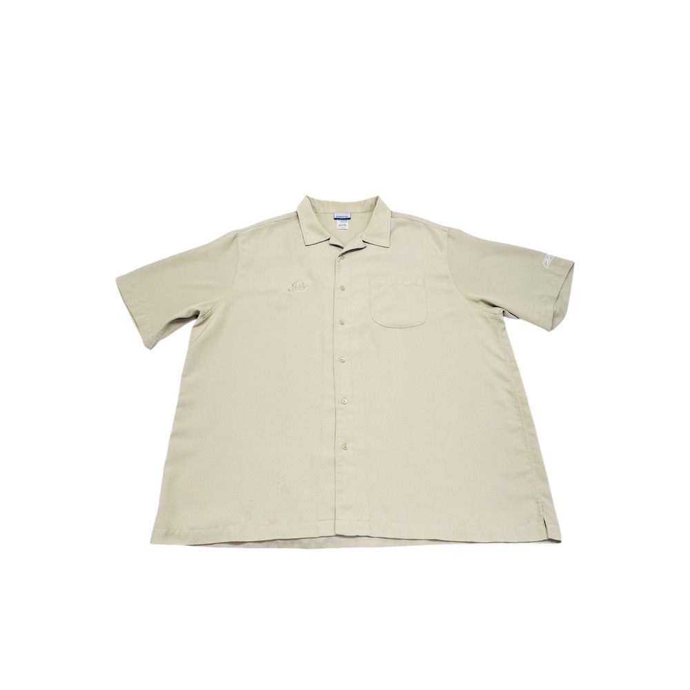 Reebok Vintage Polo Button Down Shirt Men's Sz 2X Khaki UTAH JAZZ NBA Basketball